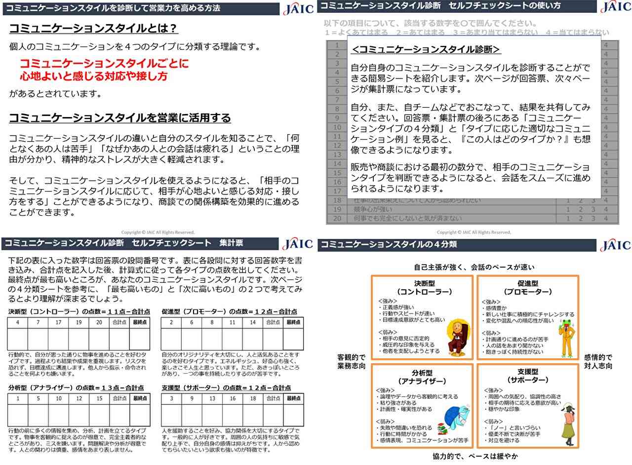 コミュニケーションスタイルを診断して営業力を高める方法 社員教育 Hrドクター 株式会社jaic